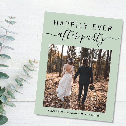 Happily Ever After Feest QR Code Foto Huwelijk Aankondigingskaart