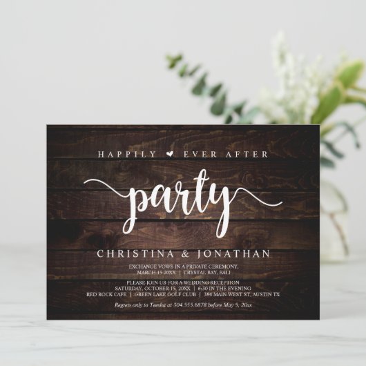 Happily Ever After-feest, Rustiek Hout, Doorlopen Kaart (Staand voorkant)
