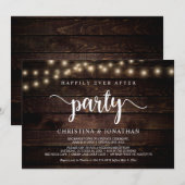 Happily Ever After-feest,  Slingerlicht, Elopement Kaart (Voorkant / Achterkant)