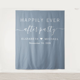 Happily Ever After Feest Stof Blauw Foto Achtergro Wandkleed