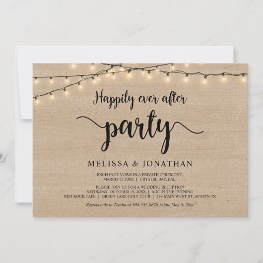 Happily Ever After-feest, String Lights-ontsnappin Kaart (Voorkant)