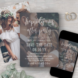 Happily Ever After Feest Witte Tekst Foto Bruiloft Save The Date