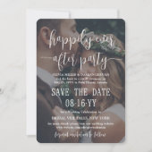 Happily Ever After Feest Witte Tekst Foto Bruiloft Save The Date (Voorkant)