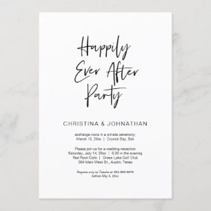 Happily Ever After Feest, Zwart, Elopement Kaart