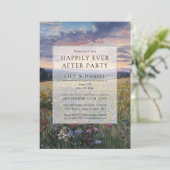 Happily Ever After Floral Wildflower Wedding Photo Kaart (Staand voorkant)