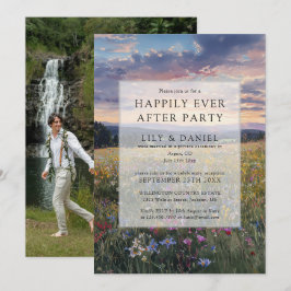 Happily Ever After Floral Wildflower Wedding Photo Kaart
