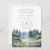 Happily Ever After Forest Lakeside Floral Wedding Kaart (Voorkant)
