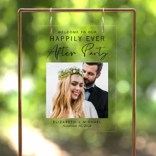 Happily Ever After Foto Bruiloftsreceptie Welkom Acryl Bord