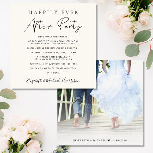 Happily Ever After Foto Cream Bruiloftsreceptie Kaart