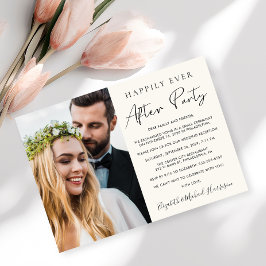 Happily Ever After Foto Crème Trouwreceptie Kaart