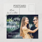 Happily Ever After Foto Save The Date Ansichtkaart Aankondigingskaart (Voorkant / Achterkant)