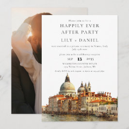 Happily Ever After Foto Venetië Trouwfeest Kaart