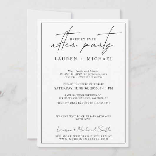 Happily Ever After Foto Zwart & Wit Trouwdag Aankondiging (Voorkant)