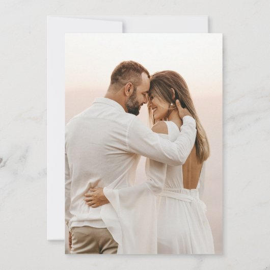 Happily Ever After Foto Zwart & Wit Trouwdag Aankondiging (Achterkant)