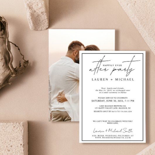 Happily Ever After Foto Zwart & Wit Trouwdag Aankondiging
