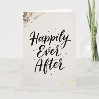 Happily Ever After Gold Calligraphy Wedding Card Kaart