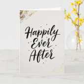 Happily Ever After Gold Calligraphy Wedding Card Kaart (Gele Bloem)