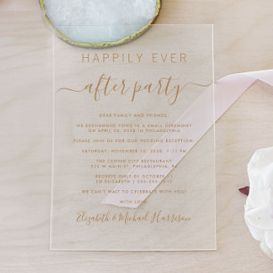 Happily Ever After Gold Script Trouwreceptie Acryl Uitnodigingen