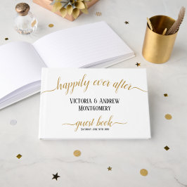 Happily Ever After Gouden Schrift Foto Bruiloft Gastenboek
