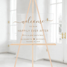 Happily Ever After Gouden Script Bruiloft Welkom Acryl Bord