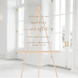 Happily Ever After Gouden Script Bruiloft Welkom Acryl Bord