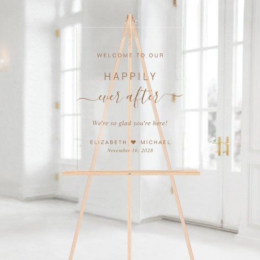 Happily Ever After Gouden Script Bruiloft Welkom Acryl Bord