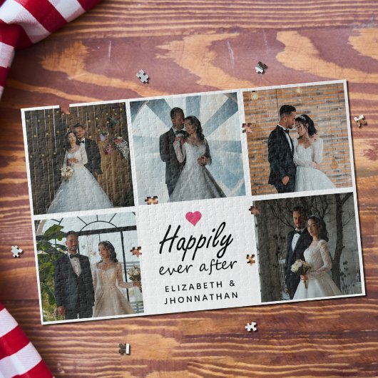 Happily Ever After Heart Wedding Photo Collage  Legpuzzel
