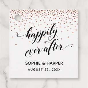 Happily Ever After Hearts en Copper Confetti Bedankjes Labels