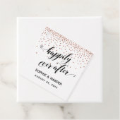 Happily Ever After Hearts en Copper Confetti Bedankjes Labels (In situ)