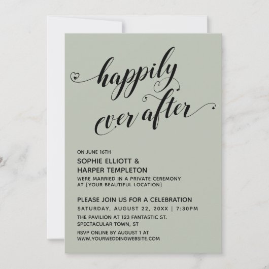 Happily Ever After Hearts Sage Ontvangst Kaart (Voorkant)