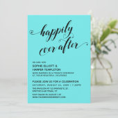 Happily Ever After Hearts Script Aqua Receptie Kaart (Staand voorkant)