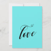 Happily Ever After Hearts Script Aqua Receptie Kaart (Achterkant)