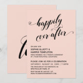 Happily Ever After Hearts Script Blush Ontvangst Kaart (Voorkant / Achterkant)