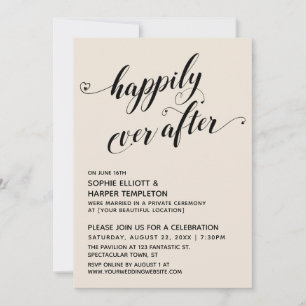 Happily Ever After Hearts Script Crème Ontvangst Kaart