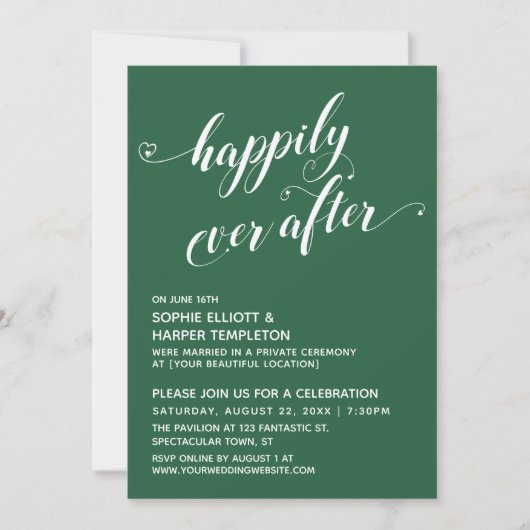 Happily Ever After Hearts Script Groene Ontvangst Kaart (Voorkant)
