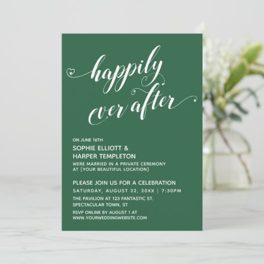 Happily Ever After Hearts Script Groene Ontvangst Kaart (Staand voorkant)