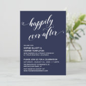 Happily Ever After Hearts Script Navy Bruiloft Rec Kaart (Staand voorkant)