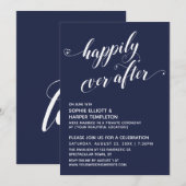 Happily Ever After Hearts Script Navy Bruiloft Rec Kaart (Voorkant / Achterkant)
