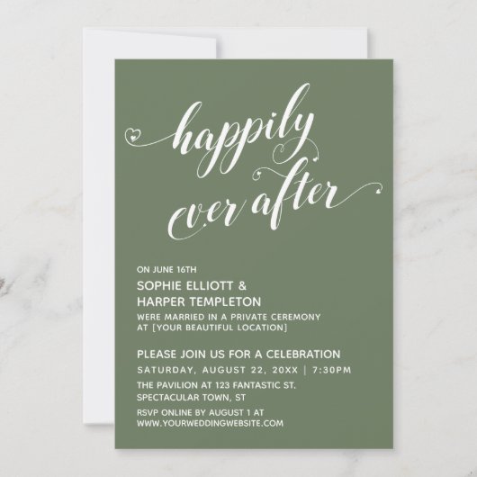 Happily Ever After Hearts Script Olijf Ontvangst Kaart (Voorkant)