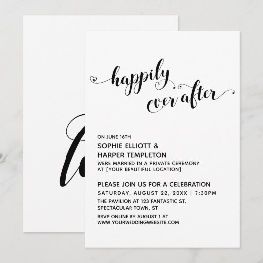 Happily Ever After Hearts Script Ontvangst Alleen Kaart (Voorkant / Achterkant)