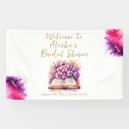 Happily Ever After Hortensia Bruiloft Feestje Spandoek (Horizontaal)