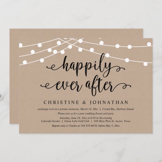 Happily Ever After, Huwelijksvlucht Feest Uitnodig Kaart (Voorkant / Achterkant)