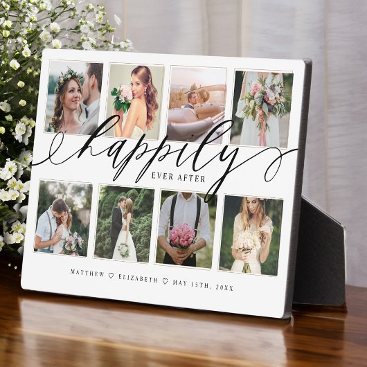 Happily Ever After Jonggehuwden Trouwfoto Collage Fotoplaat
