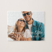 Happily ever after koppel foto en custom text legpuzzel (Horizontaal)