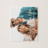 Happily ever after koppel foto en custom text legpuzzel (Verticaal)