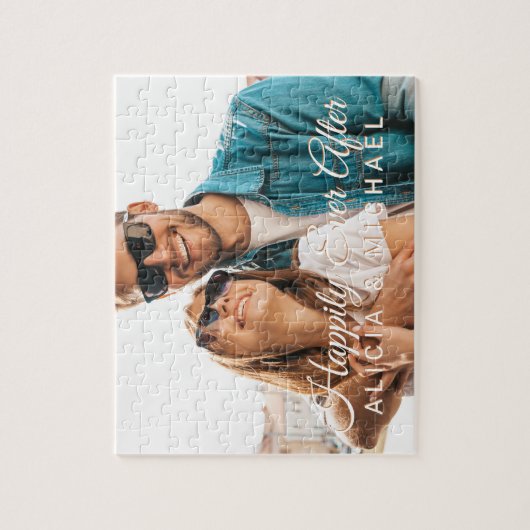 Happily ever after koppel foto en custom text legpuzzel (Verticaal)