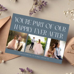 Happily Ever After Leisteenblauwe Trouwfoto Bedankkaart