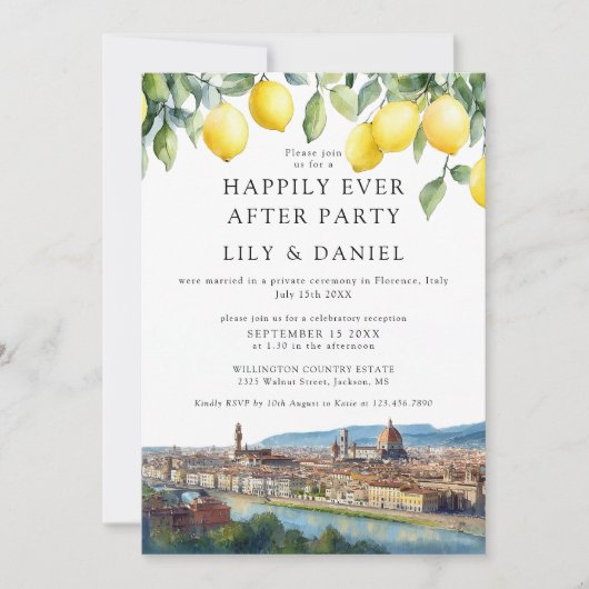 Happily Ever After Lemons Florence Italy Wedding Kaart (Voorkant)