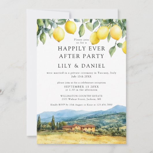 Happily Ever After Lemons Tuscany Italy Wedding Kaart (Voorkant)