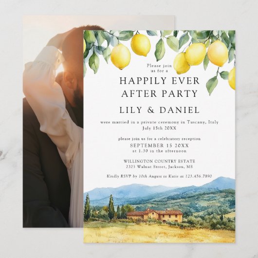 Happily Ever After Lemons Tuscany Photo Wedding Kaart (Voorkant / Achterkant)